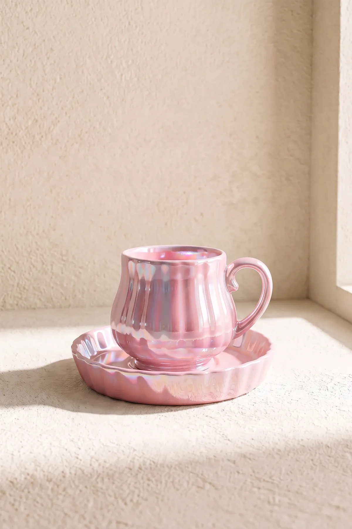 Pink Line Dalgalı Porselen 2 Kişilik Kahve Fincanı Takımı · 5. fotoğraf