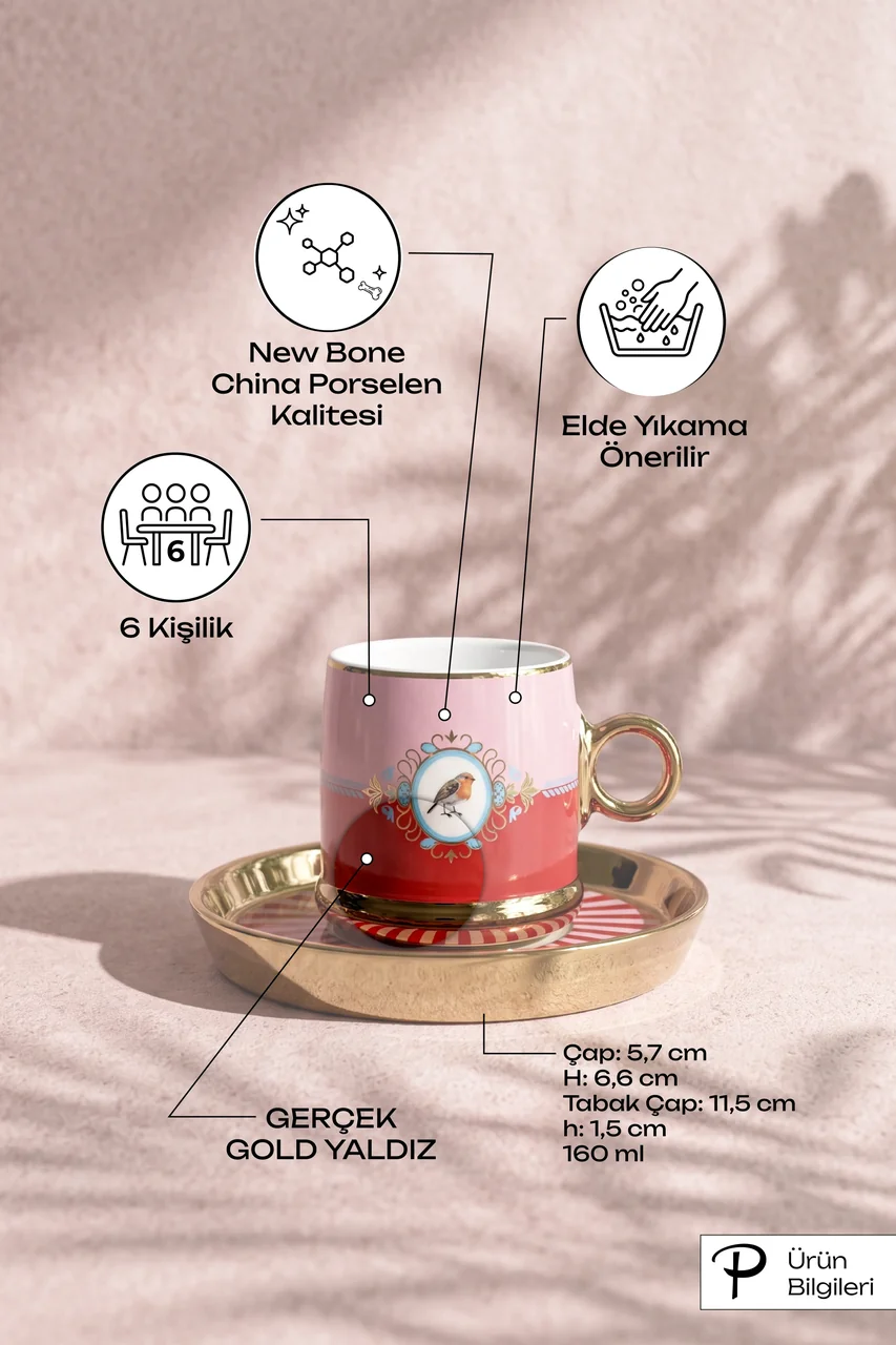 Birdy Porselen 6 Kişilik 12 Parça Kahve Fincanı Takımı · 2. fotoğraf